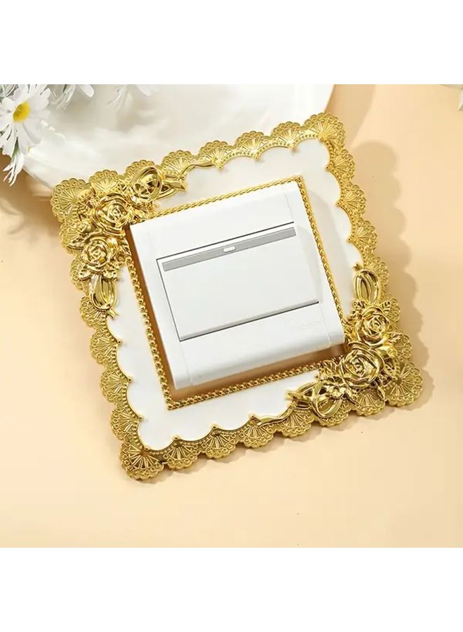 Golden And White Rose Shaped Switch Stickers ABS Plastic Self Adhesive Cover For Home - Image 1